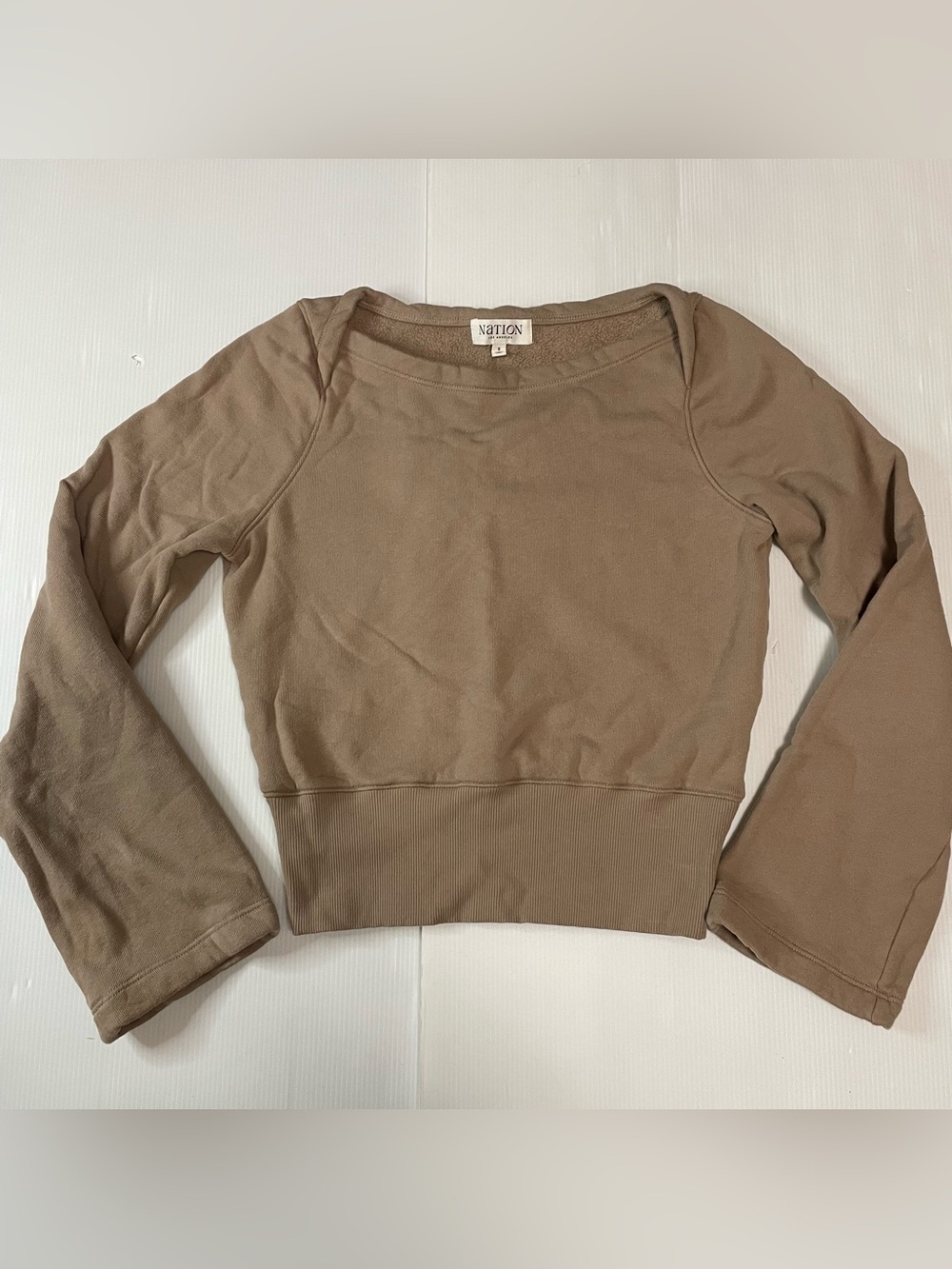 Nation LTD Darlene Envelope Neck Sweatshirt in the color Mushroom Size S
